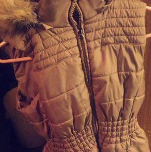 New York & Company brown vest with fur hood